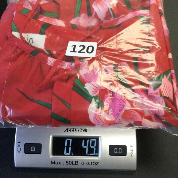 Vintage Jana Womens Red Multi Floral Flutter Sleeve Hawaiian Midi Dress Size 10 - Picture 9 of 10